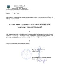 Poziv k zaprtju vseh lokalov in neživilskih trgovin